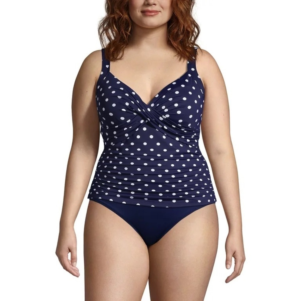 Lands' End V-Neck Wrap Underwire Tankini Top - Picture 2 of 5
